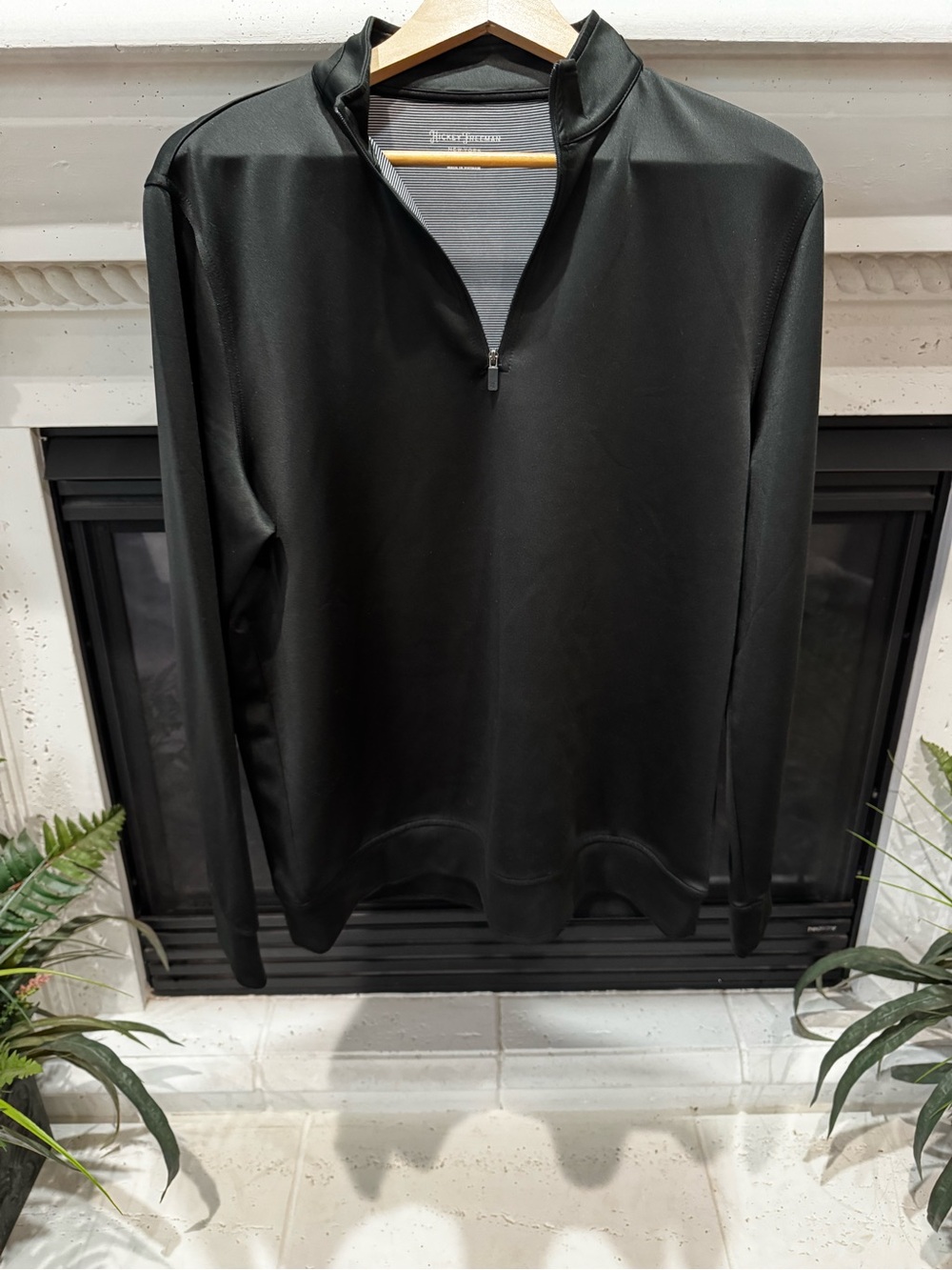 Hickey Freeman Black Quarter-Zip Sweater